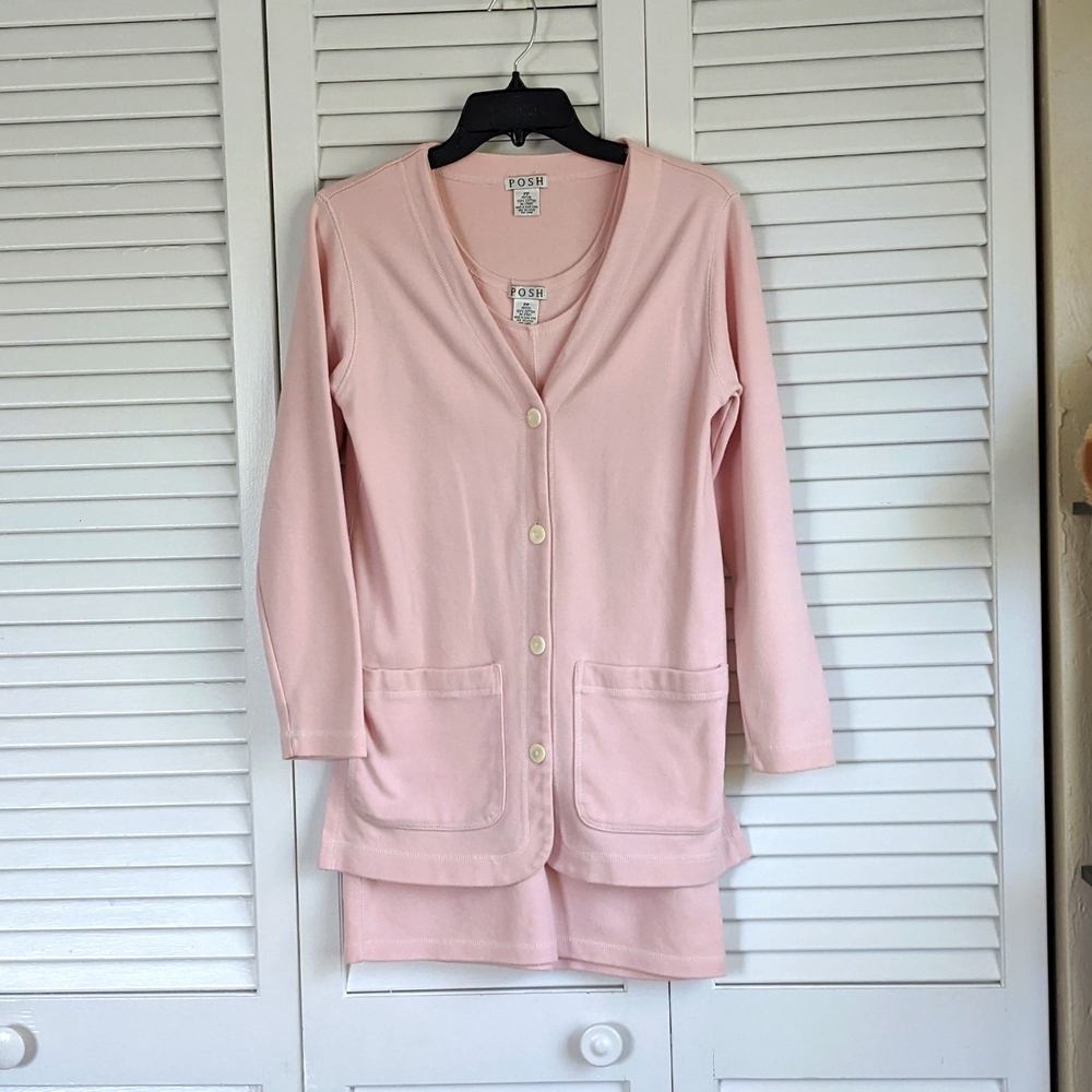 Vintage Posh Pastel Pink Cotton Jacket Dress